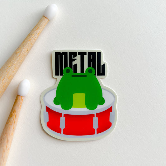 Metal Frog Drummer Sticker